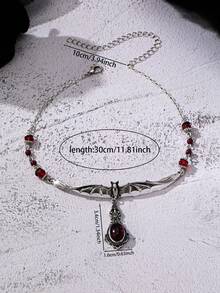 1 Pc Gothic Style Halloween Bat Choker Necklace - Dark Black Red Color Vampire Jewelry - Halloween Costume Party Jewelry For Women