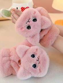 1 双卡通可爱休闲街头派对涤纶刺绣露指兔毛手套，温暖厚手套女士冬季派对、约会、学生1 双卡通可爱休闲街头派对涤纶刺绣露指兔毛手套，温暖厚手套女士冬季派对、约会、学生 - Flap Mittens - 查看 10