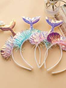 1pc Mermaid Mesh Flower Animal Design Hair Band For Party - Purple - View 9