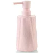 Small Soap Dispenser For Bathroom And Kitchen, Modern Farmhouse Striped Style Plastic Hand Soap Dish Soap Dispenser With Pump Matte Pink - 淡粉 - 查看 1