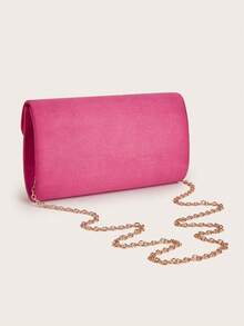 AIBBYDAR 女士晚装包，紫红色天鹅绒时尚手拿包，化妆包，轻便斜挎包，适合商务、通勤、婚礼、庆典、派对、节日聚会 - 玫紅色 - 查看 5