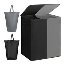 1 个 60L 单隔间洗衣篮 / 65L 带轮洗衣篮 / 154L 双隔间洗衣篮（带 2 个内衬）/ 180L 三隔间洗衣篮 - 超大容量洗衣篮、洗衣分类和储物箱、多用途储物整理器 - 适用于浴室、卧室、客厅 - 彩色 - 查看 13