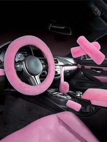 Universelle Plüsch Lenkradabdeckung Set, mit Handbremse & Gangschutz, Winter Kunstfell Handbremse & Gangschalthülle für Auto/SUV, Autoaccessoires