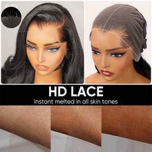 New Arrival Lagos Hairline Bone Straight 250% Density 13x6 HD Lace Frontal Wigs Human Hair Natural M Shaped Hairline With Window's Peak For Natural Look Pre Plucked Pre Bleached Lagos Hairline Lace Front Wig Most Realistic Hairline & Breathable Daily Wear - Natural Black - View 8