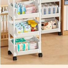 Mobile 4-Tier Spa Storage Cart With Wheels – Non-Electric Rolling Shelving Unit, Ideal For Living Room, Bedroom, Dorm, Salon & Shop, Practical Space Organization - trắng - Xem 8