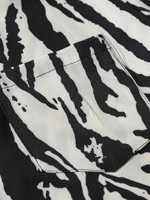 Men's Hawaiian Zebra Print Shirt Button Up Short Sleeve Collar Animal Print Shirt Tops Cheetah Print Topshalloween - 黑色 - 查看 6