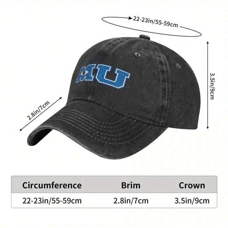 Monsters University Logo Baseball Cap For Men & Women - 100% Polyester Snapback Dad Hat With Ventilation Eyelets, Sporty Outdoor Running & Casual Sun Visor Cap - 藏蓝色 - 查看 3