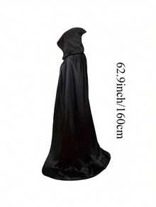 1 buah Jubah Berkerudung Halloween, Kostum Cosplay Satu Lapisan untuk Pertunjukan Panggung, Pesta Topeng & Pesta, 5 Ukuran (120/140/150/160/180), Hadiah Sempurna - Hitam - View 9