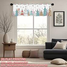1pc Christmas Flat Visual Decorative Short Curtain, Christmas Tree Print, Rod Pocket Top, Fade-Resistant, Single-Sided Print, Polyester Material, Thick , Washable, Christmas Home Decor, Party Gift, Suitable For Living Room, Dining Room, Kitchen, Cafe, Closet Partition Christmas Decorations Room Decor Christmas Decorations Home - Multicolor - View 4