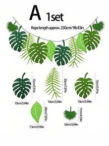 1 Set Tropical Felt Leaf Garland - Hawaiian Party Summer Fun Birthday Party Backdrop, Party Decoration Bunting, Dinosaur & Forest Theme, No Electricity/Battery Needed Zoo Animal Hanging Decor