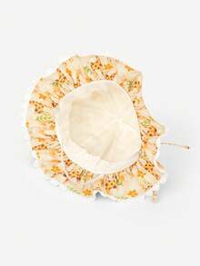 Balabala Baby Sun Hat Floral Brim Cute Fashionable Sun Protection - Yellow-green Hue - View 3