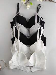 5pcs/Set Solid Color Underwire Bras, Sexy & Comfortable Push-Up Bras - Unpadded, Adjustable Straps - Multicolor - View 5