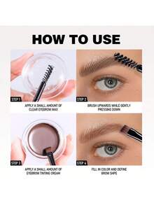 1PC HANDAIYAN Tinted Styling Brow Gel, Waterproof & Long Lasting 2-In-1 Eyebrow & Eyelash Tinted Pomade, Fluffy Natural Effect With Double-Ended Brush, Makeup For Party & Music Festival - Multicolor - View 8