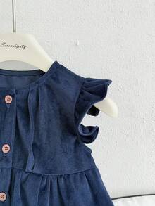 2 Pieces Girls Spring/Autumn Dress Set, Children's Fashionable Embroidered Shirt With Ruffled Vest & Long Sleeve Dress, Princess Style