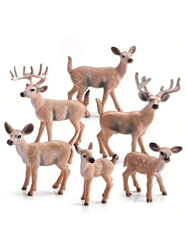 Lifelike Christmas Reindeer Ornament Set - Pvc Educational Toy, Suitable For Holiday Decorations, Christmas Table Decorations, Desktop Ornaments, And Christmas Gifts