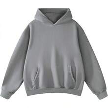 Mens Women Oversized Acid Wash Hoodie Unisex Heavyweight Vintage Fleece Sweatshirt & Hoodies For Men Couple 2025halloween - 中灰色 - 查看 1