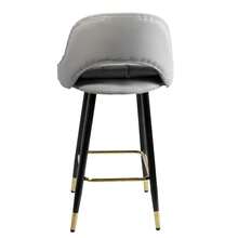 Silla alta para barra moderna taburete elegante de diseño contemporáneo con respaldo y cojín acolchado asiento tapizado en piel sintética color negro patas metálicas reforzadas con detalles dorados base antideslizante soporte estable y reposapiés ergonómico ideal para cocina comedor barra desayunador restaurante bar cafetería mueble decorativo de lujo estilo sofisticado resistente cómodo fácil de limpiar y mantener - Gris - Ver 4