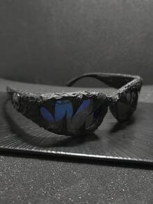 1 件骷髅装饰滴胶手工随机效果不对称复古波西米亚优雅派对镜框男女通用时尚眼镜