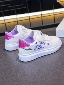 1 Pair Back To School Popular Kids Shoes For Girls, Cartoon Rabbit Design White Sneakers, Fashionable Non-Slip Soles For Comfortable Wear