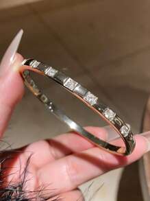 1 件优雅不锈钢银色时尚防水手链首饰女士 - 銀色 - 查看 21