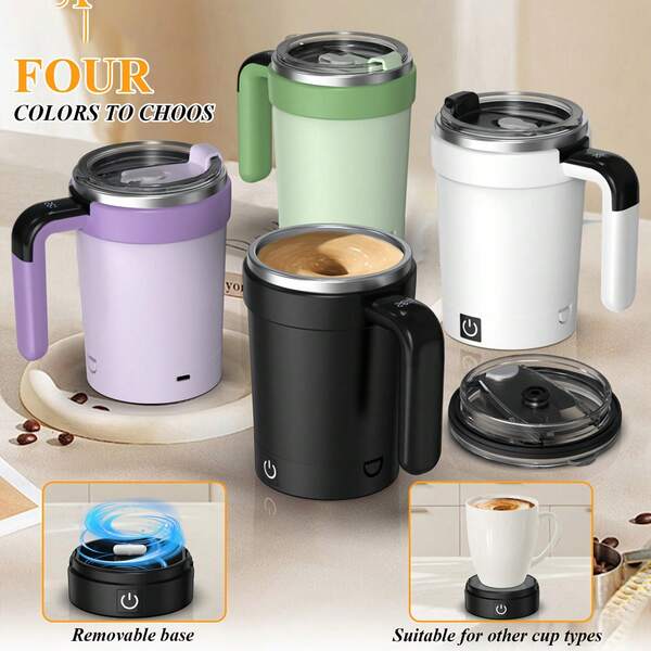 Portable Magnetic Auto Stirring Travel Mug, Convenient Coffee Mug, Water Mug, Induction Kettle, Can Be Used In Office, Home, Study, USB Charging, Detachable And Easy To Clean