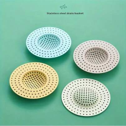 3件套厨房浴室水槽排水过滤器 - 防堵塞、防虫网状过滤器，浅蓝色、粉色和白色可选，多孔设计，高效排水，防止食物残渣堵塞
