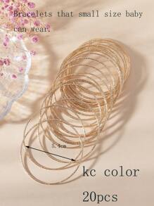 20pcs 3-14Y Girls' Delicate Glitter Bamboo Knot Stacking Bangle Bracelets - one-size - View 12