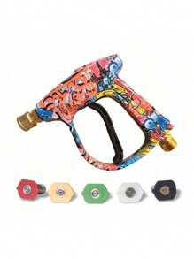 高压汽车清洁水枪，带泡沫瓶的高压洗车喷雾器，配有 1/4 英寸快速连接器雪泡喷枪和 5 个喷嘴和夹式喷嘴支架，适用于汽车、花园清洁、汽车配件 - 彩色 - 查看 9