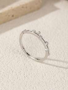 MODIAN 925 Sterling Silver Original Design Rings Simple Double Layer Line Round Clear CZ Finger Rings For Women Fine Jewelry - Silver - View 4