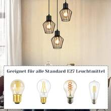 Lámpara colgante de 3 llamas redonda - Lámpara colgante negra LED E27 con pantalla de metal con forma de jaula, luz de mesa vintage para comedor, pasillo, cafetería, dormitorio, sala de estar