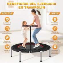 Trampolín de Fitness 101 cm (6 Patas + 36 Resortes): Adecuado para Adultos, Ideal para Sala, Dormitorio, Oficina, Gimnasio y Jardín - Negro&Rojo - Ver 3