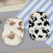 Cute & Warm Pet Clothes, Plush Bear Sleeveless Vest, Suitable For Small Dogs And Cats, Dog/Cat Sweater For Autumn/Winter, With Leash Ring For Easy Walking - Brown - View 6