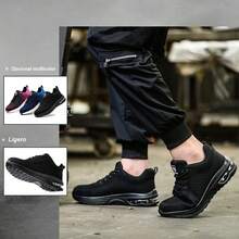 Tenis De Seguridad Zapatos Industrial Trabajo Mujer Hombre - Negro - Ver 2