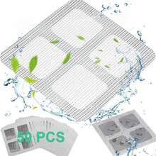 50 Stücke/Packung Einweg-Duschablaufabdeckungen, Mesh-Aufkleber, Duschablaufschutz, geeignet für Badezimmer, Badewanne, Dusche und Waschbecken