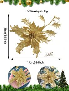 6/12/18/24 Stück Weihnachtsblumen Dekoration, Weihnachtsbaum Kranz Dekoration, funkelnde Blumen Paddel Dekoration, Weihnachten, Neujahr, Hochzeit, Party Dekoration, weiße Heim Dekoration, Weihnachtsdekorationen, Raumdekoration, Winter