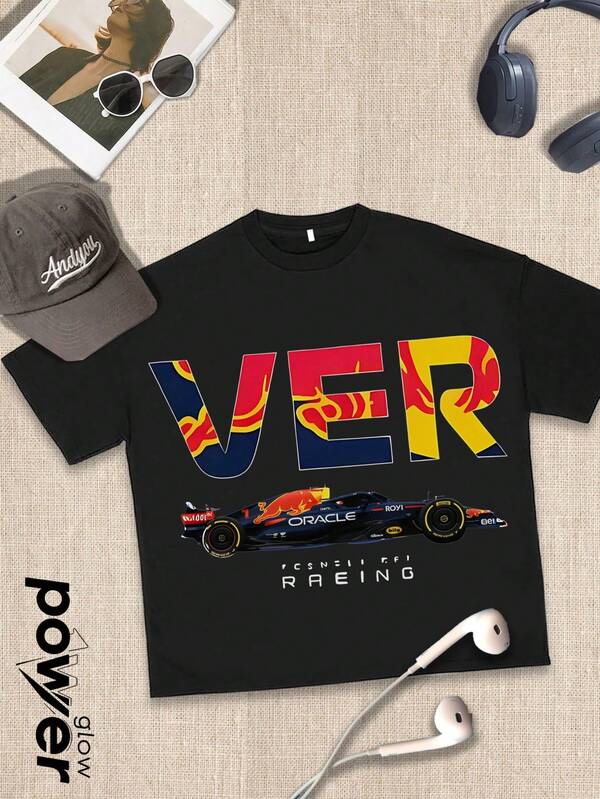 Red Bull Racing VER Graphic Tee - Perfect For F1 Fans And Sports Enthusiasts Men's Graphic Tee - Street Casual Style, Summer Short-Sleeve Top, Cotton T-Shirt