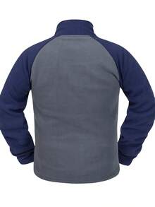 AOMDOTB Plus Size Loose Sherpa Sweatshirt, Casual Outdoor Warm Jacket, Half-Zip Fleece Pullover - Blue - View 4
