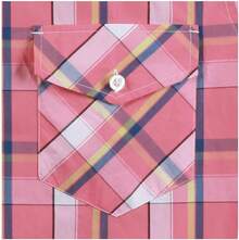 Mens Short Sleeve Plaid Button Down Shirt Western Casual Shirts With Two Pocketshalloween - Hồng - Xem 7