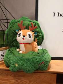 1 szt. Prezent niespodzianka w kształcie Świętego Mikołaja i domku na choince, pluszowa lalka renifer dla dzieci