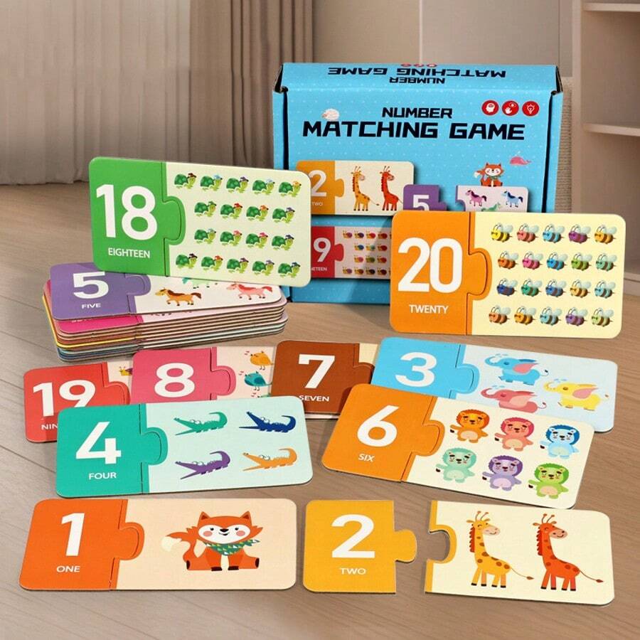Puzzle Edukasi Anak dengan Angka & Huruf, Pencocokan Angka & Huruf 1-20 untuk Mengenali Matematika, 26 Kata Alfabet, Cocok untuk Anak Laki-laki dan Perempuan, Interaksi Orang Tua-Anak, Mainan Belajar Angka & Huruf