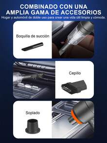 Aspiradora de coche, 50000pa Aspiradora portátil potente Mesa de limpieza de automóviles cable pistola de vacío inalámbrica de alta potencia soplador de automóviles portátiles, potente aparato de limpieza portátil para coche, limpiador de vehículos inalámbrico,pequeña, inalámbrica, con fuerte succión para la limpieza del hogar, el coche y el escritorio. - Negro - Ver 8