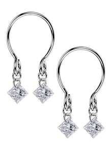 2 件装非穿孔夹式乳环，可调节悬垂式 CZ 乳房饰品，适合女士不锈钢仿穿孔饰品 - 乳環夾 - 查看 19