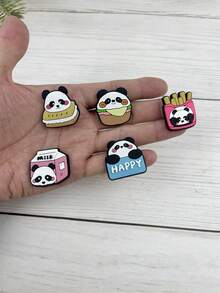 8pcs/Set Cute Panda Animal Pattern Accessories For DIY Sandals, Bracelets, Phone Decorations, Suitable For Beach, Holiday, Birthday Gifts