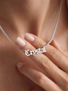 Dây chuyền thép không gỉ NK tùy chỉnh, Unisex, Thích hợp trang trí Halloween, quà Giáng sinh, trang sức thời trang, mặt dây chuyền khắc tên cá nhân, trang sức Hip Hop, dây chuyền vàng & bạc, dây chuyền khắc tên tùy chỉnh, quà sinh nhật, quà tặng bạn bè và người yêu, bạc thời trang, trang sức dành cho nữ - Bạc - Xem 6