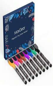 MaxGear Dry Erase Markers Fine Tip With Eraser, Assorted Color Magnetic Whiteboard Markers Erasable Fine Point Low Odor For White Board, School Supplies For Classroom, Home, Office, 8 Count - ColorA - 查看 8