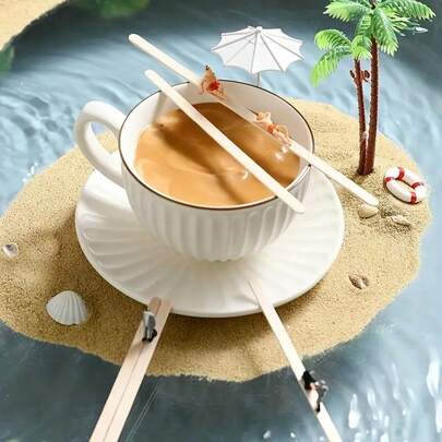 50 Pc Disposable Bamboo Coffee Stick, Individually Packaged, Clean And Hygienic Mixing Stick, Kitchen Utensils, Kitchen Supplies