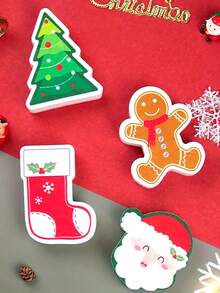 4pcs Christmas Sponge Cleaning Brushes - Washable, Reusable, Durable Kitchen & Bathroom Sponges With Festive Santa & Reindeer & Christmas Tree & Gingerbread Man Designs,For Holiday Cleaning & Home Decor, Christmas Party Favors