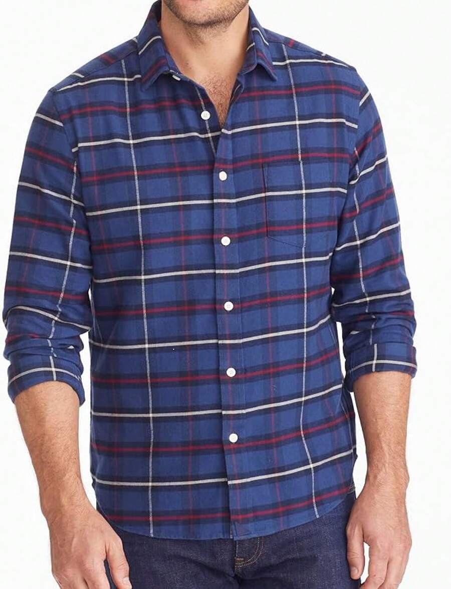 Flannel Long Sleeve Button Down Shirthalloween - Dark Blue - View 1
