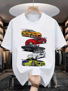 Men's Short-Sleeve T-Shirt | Classic Car Pattern | Automotive Print | Casual Versatile Style | Premium Birthday Gift For Men | Ideal Gift Pick - trắng - Xem 2