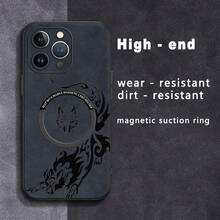 Funda magnética para teléfono con diseño de lobo, imitación de piel de oveja, compatible con phone 12, 13, 14, 15, 16 Plus y Pro. Elegante y de alta calidad, una opción. - Colores mixtos 2 - Ver 4